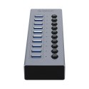Hub Orico BT2U3-10AB 10x USB-A 3.0 z włącznikami - szary