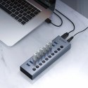 Hub Orico BT2U3-10AB 10x USB-A 3.0 z włącznikami - szary