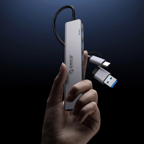 Hub USB-A/USB-C Orico YSA8-U3 stacja dokująca 3x USB-A 2.0 + 1x USB-A 3.0 + 1x USB-C 2.0 + 1x 3,5mm audio + 2x TF&SD - szary Hub USB-A/USB-C Orico YSA8-U3 stacja dokująca 3x USB-A 2.0 + 1x USB-A 3.0 + 1x USB-C 2.0 + 1x 3,5mm audio + 2x TF&SD - szary