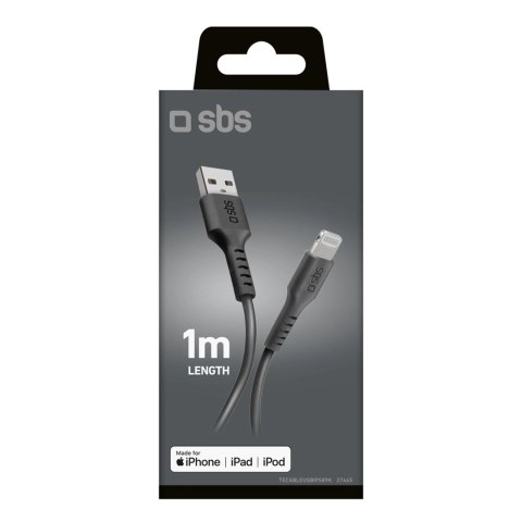 Kabel SBS TECABLEUSBIP589K USB-A - Lightning 1m z certyfikatem MFi - czarny Kabel SBS TECABLEUSBIP589K USB-A - Lightning 1m z certyfikatem MFi - czarny