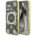Etui Guess 4G Background Gold Electroplated Peony Pattern MagSafe do Samsung Galaxy S25 brązowy
