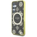 Etui Guess 4G Background Gold Electroplated Peony Pattern MagSafe do Samsung Galaxy S25 brązowy