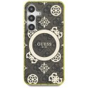 Etui Guess 4G Background Gold Electroplated Peony Pattern MagSafe do Samsung Galaxy S25 brązowy
