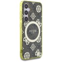Etui Guess 4G Background Gold Electroplated Peony Pattern MagSafe do Samsung Galaxy S25 brązowy