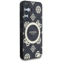 Etui Guess 4G Background Gold Electroplated Peony Pattern MagSafe do Samsung Galaxy S25 czarny