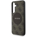 Etui Guess 4G Round Patch Classic Logo MagSafe do Samsung Galaxy S25 Plus brązowy