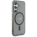 Etui Guess Glitter Circle Classic Logo MagSafe do Samsung Galaxy S25 czarny