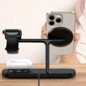 Ładowarka bezprzewodowa Tech-Protect QI15W-A45 3w1 z MagSafe do urządzeń Apple - czarna