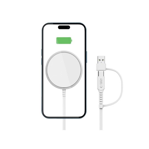 Ładowarka bezprzewodowa magnetyczna Tech-Protect QI15W-A44 z MagSafe - biała Ładowarka bezprzewodowa magnetyczna Tech-Protect QI15W-A44 z MagSafe - biała