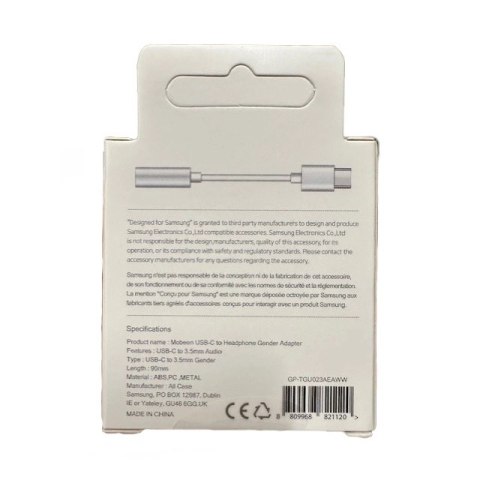 Adapter Samsung GP-TGU023AE DAC USB-C do mini jack 3.5mm - biały Adapter Samsung GP-TGU023AE DAC USB-C do mini jack 3.5mm - biały