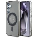 Etui Guess Rhinestones Printed Classic Logo MagSafe Samsung Galaxy S25 czarny