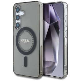 Etui Guess Rhinestones Printed Classic Logo MagSafe Samsung Galaxy S25 czarny