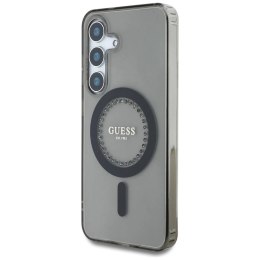 Etui Guess Rhinestones Printed Classic Logo MagSafe Samsung Galaxy S25 czarny