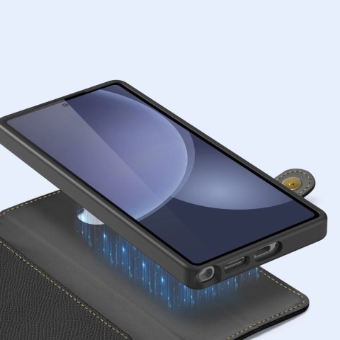 Etui skórzane Dux Ducis Lawa na Samsung Galaxy S25 Ultra z odłączanym portfelem magnetycznym - czarne Etui skórzane Dux Ducis Lawa na Samsung Galaxy S25 Ultra z odłączanym portfelem magnetycznym - czarne