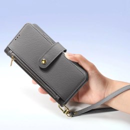 Etui skórzane Dux Ducis Lawa na Samsung Galaxy S25 Ultra z odłączanym portfelem magnetycznym - szare
