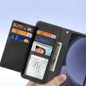 Etui skórzane Dux Ducis Lawa na Samsung Galaxy S25 z odłączanym portfelem magnetycznym - czarne