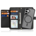 Etui skórzane Dux Ducis Lawa na Samsung Galaxy S25 z odłączanym portfelem magnetycznym - czarne