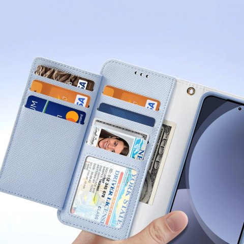 Etui skórzane Dux Ducis Lawa na Samsung Galaxy S25 z odłączanym portfelem magnetycznym - niebieskie Etui skórzane Dux Ducis Lawa na Samsung Galaxy S25 z odłączanym portfelem magnetycznym - niebieskie
