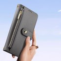 Etui skórzane Dux Ducis Lawa na Samsung Galaxy S25 z odłączanym portfelem magnetycznym - szare