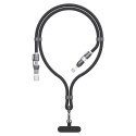 Kabel 4w1 / smycz Dudao L20MAX USB-A / USB-C / Lightning PD QC 65W 1.5m - czarny