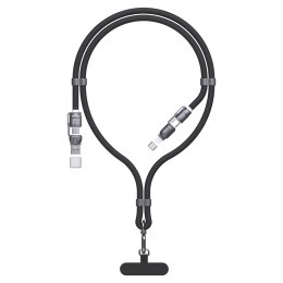 Kabel 4w1 / smycz Dudao L20MAX USB-A / USB-C / Lightning PD QC 65W 1.5m - czarny