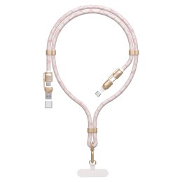 Kabel 4w1 / smycz Dudao L20MAX USB-A / USB-C / Lightning PD QC 65W 1.5m - różowy