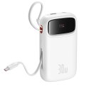 Powerbank Baseus QPow 2 20000mAh 30W z 2 wbudowanymi kablami USB-C - biały