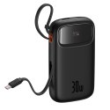 Powerbank Baseus QPow 2 20000mAh 30W z 2 wbudowanymi kablami USB-C - czarny