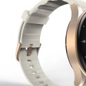 Smartwatch Hama 8900 GPS AMOLED 1.32" z beżowym paskiem silikonowym - złoty