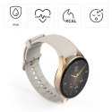 Smartwatch Hama 8900 GPS AMOLED 1.32" z beżowym paskiem silikonowym - złoty