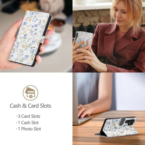Etui Tech-Protect Wallet na Samsung Galaxy A36 5G - białe stokrotki Etui Tech-Protect Wallet na Samsung Galaxy A36 5G - białe stokrotki
