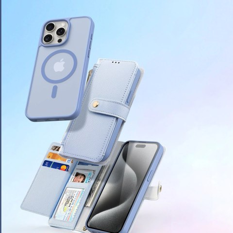 Etui skórzane Dux Ducis Lawa na iPhone 15 Pro - niebieskie Etui skórzane Dux Ducis Lawa na iPhone 15 Pro - niebieskie