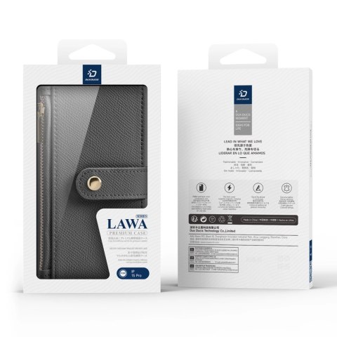 Etui skórzane Dux Ducis Lawa na iPhone 15 Pro - szare Etui skórzane Dux Ducis Lawa na iPhone 15 Pro - szare