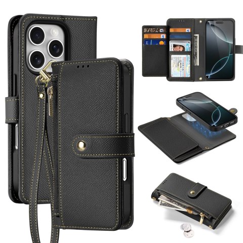 Etui skórzane Dux Ducis Lawa na iPhone 16 Pro - czarne Etui skórzane Dux Ducis Lawa na iPhone 16 Pro - czarne