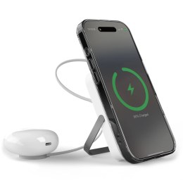 Powerbank bezprzewodowy Puro 10000mAh MagSafe z podstawką aluminiową - biały