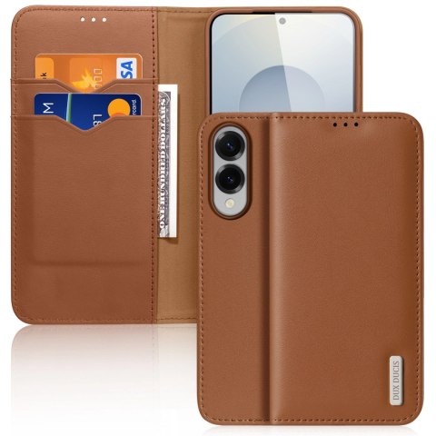 Etui Dux Ducis Hivo na Samsung Galaxy S25 Edge z klapką i ochroną RFID - brązowe Etui Dux Ducis Hivo na Samsung Galaxy S25 Edge z klapką i ochroną RFID - brązowe