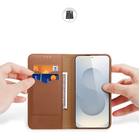Etui Dux Ducis Hivo na Samsung Galaxy S25 Edge z klapką i ochroną RFID - brązowe Etui Dux Ducis Hivo na Samsung Galaxy S25 Edge z klapką i ochroną RFID - brązowe