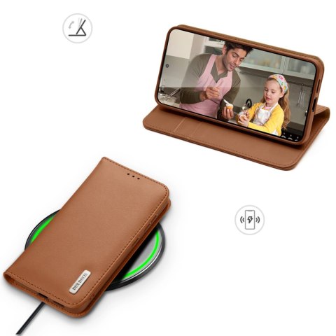 Etui Dux Ducis Hivo na Samsung Galaxy S25 Edge z klapką i ochroną RFID - brązowe Etui Dux Ducis Hivo na Samsung Galaxy S25 Edge z klapką i ochroną RFID - brązowe