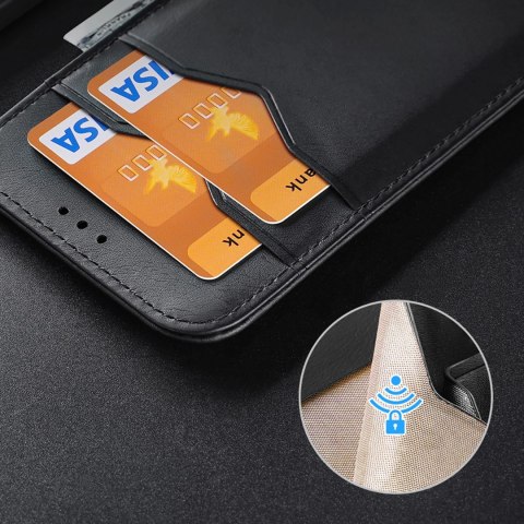 Etui Dux Ducis Hivo na Samsung Galaxy S25 Edge z klapką i ochroną RFID - czarne Etui Dux Ducis Hivo na Samsung Galaxy S25 Edge z klapką i ochroną RFID - czarne
