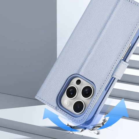 Etui skórzane Dux Ducis Lawa na iPhone 16 Pro z odłączanym portfelem magnetycznym - błękitne Etui skórzane Dux Ducis Lawa na iPhone 16 Pro z odłączanym portfelem magnetycznym - błękitne