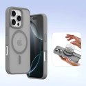 Etui skórzane Dux Ducis Lawa na iPhone 16 Pro z odłączanym portfelem magnetycznym - szare