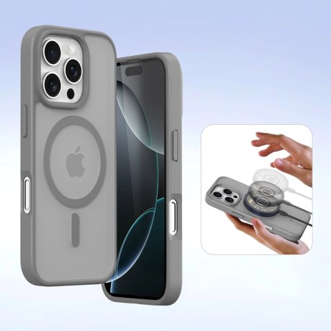 Etui skórzane Dux Ducis Lawa na iPhone 16 Pro z odłączanym portfelem magnetycznym - szare Etui skórzane Dux Ducis Lawa na iPhone 16 Pro z odłączanym portfelem magnetycznym - szare