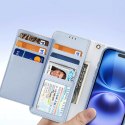 Etui skórzane Dux Ducis Lawa na iPhone 16 z odłączanym portfelem magnetycznym - błękitne