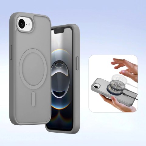 Etui skórzane Dux Ducis Lawa na iPhone 16e z odłączanym portfelem magnetycznym - szare Etui skórzane Dux Ducis Lawa na iPhone 16e z odłączanym portfelem magnetycznym - szare