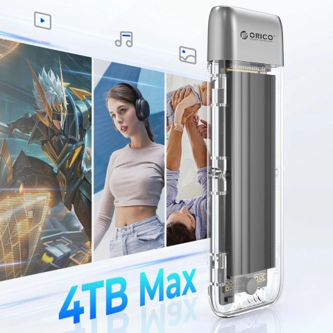 Kieszeń dyskowa Orico TXM2-C3 M.2 NVME USB-C 3.2 10Gb/s - szara Kieszeń dyskowa Orico TXM2-C3 M.2 NVME USB-C 3.2 10Gb/s - szara