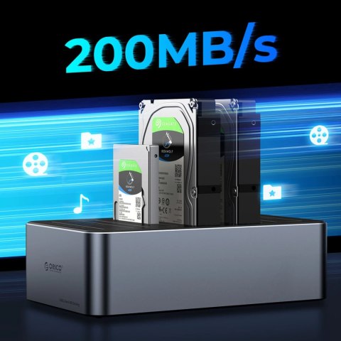 Stacja dokująca Orico 6656C3-C na 5 dysków z funkcją klonowania offline 2,5"/3,5" SATA HDD/SSD - szara Stacja dokująca Orico 6656C3-C na 5 dysków z funkcją klonowania offline 2,5"/3,5" SATA HDD/SSD - szara