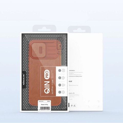 Nillkin Qin Leather Pro Case etui iPhone 14 Pro osłona na aparat kabura pokrowiec obudowa z klapką czarny Nillkin Qin Leather Pro Case etui iPhone 14 Pro osłona na aparat kabura pokrowiec obudowa z klapką czarny