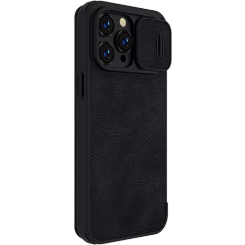 Nillkin Qin Leather Pro Case etui iPhone 14 Pro osłona na aparat kabura pokrowiec obudowa z klapką czarny Nillkin Qin Leather Pro Case etui iPhone 14 Pro osłona na aparat kabura pokrowiec obudowa z klapką czarny