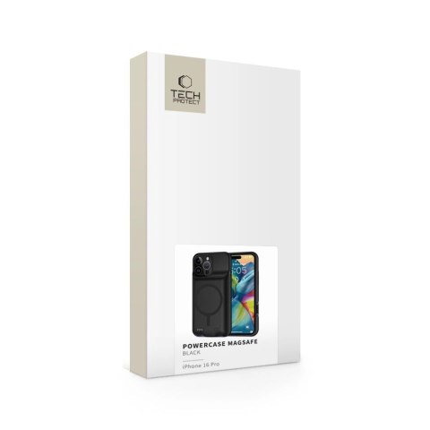 Etui Tech-Protect PowerCase MagSafe z powerbankiem 7000mAh na iPhone 16 Pro - czarne Etui Tech-Protect PowerCase MagSafe z powerbankiem 7000mAh na iPhone 16 Pro - czarne