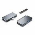 HUB Tech-Protect V6 4w1 USB-C - USB-A 3.0 / USB-C PD100W / HDMI / mini jack 3.5mm - szary